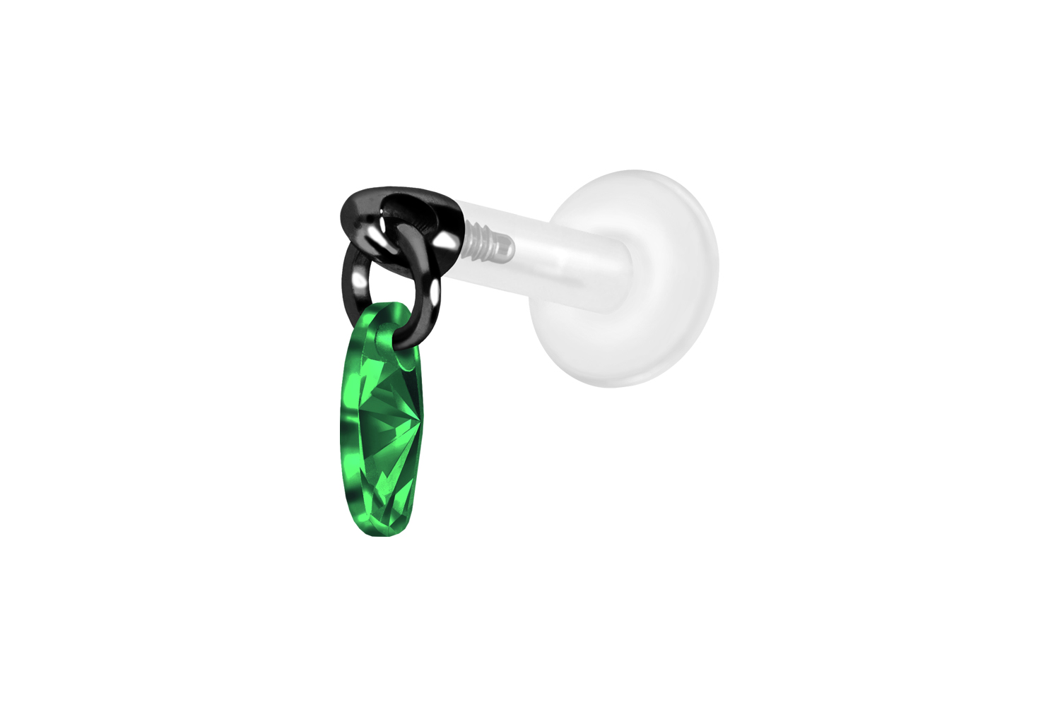 PTFE Labret Piercing mit Innengewinde + Titan-Aufsatz KRISTALLOVAL